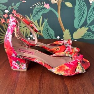 Betsey Johnson Floral Ankle Wedge Heels (Size 8.5)